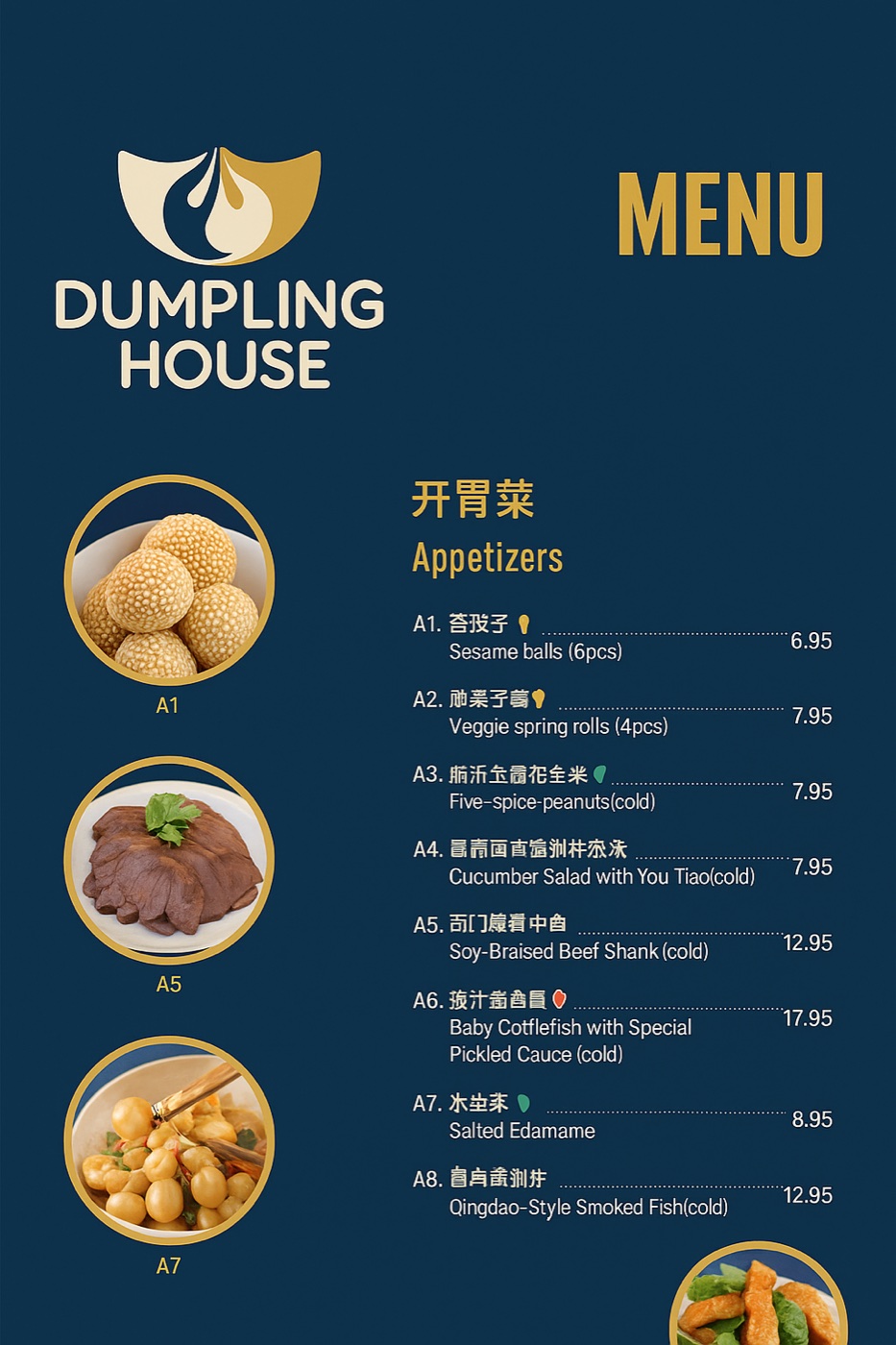 Blue Shandong Dumpling House menu direction